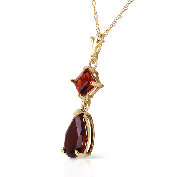 2 Carat 14K Solid Yellow Gold Love Under The Rain Garnet Necklace