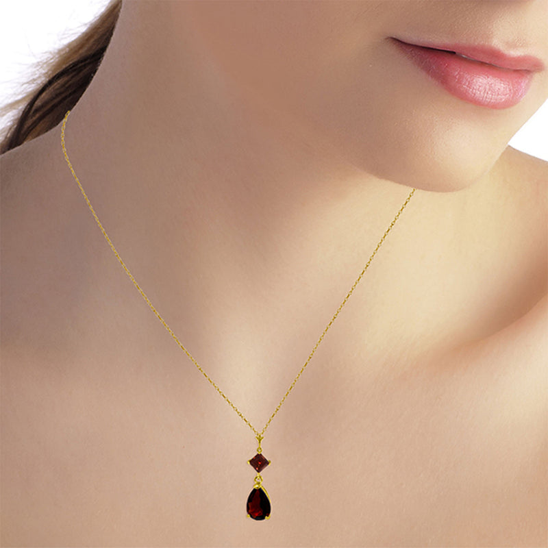 2 Carat 14K Solid Yellow Gold Love Under The Rain Garnet Necklace