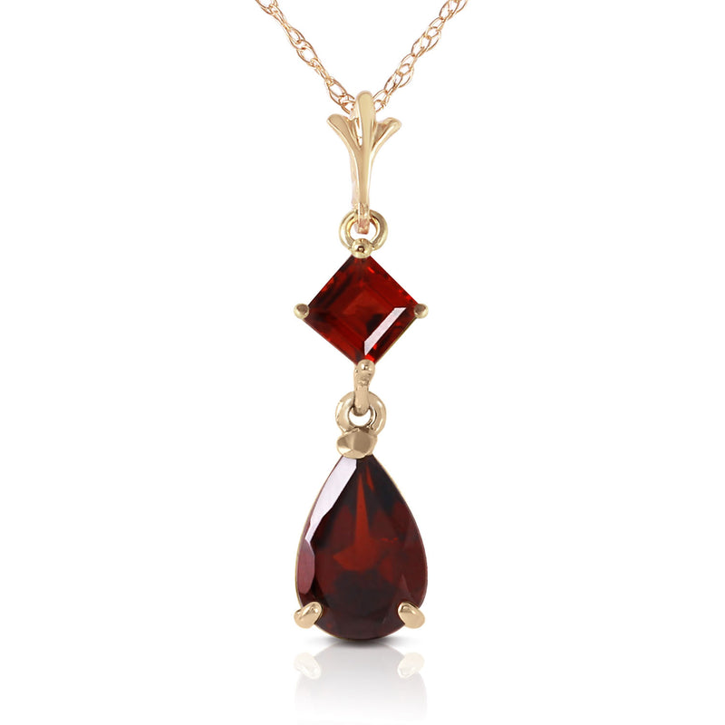 2 Carat 14K Solid Yellow Gold Love Under The Rain Garnet Necklace