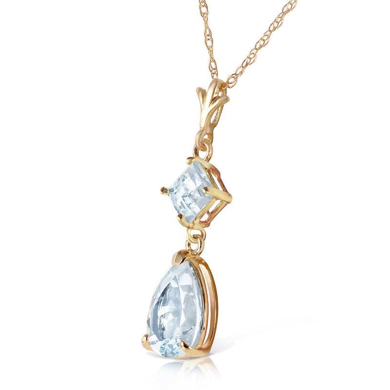 2 Carat 14K Solid Yellow Gold Plenty Of Charm Aquamarine Necklace