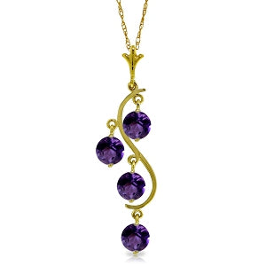 2.25 Carat 14K Solid Yellow Gold Love Loving You Amethyst Necklace