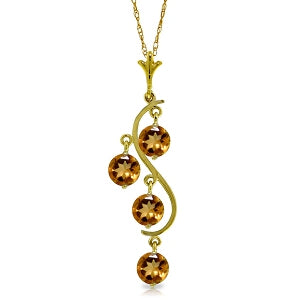 2.25 Carat 14K Solid Yellow Gold Early Light Citrine Necklace