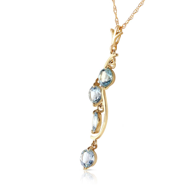 2.25 Carat 14K Solid Yellow Gold Loving Aquamarine Necklace