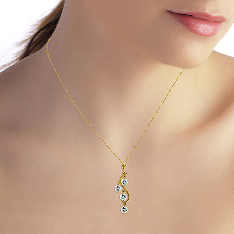 2.25 Carat 14K Solid Yellow Gold Loving Aquamarine Necklace