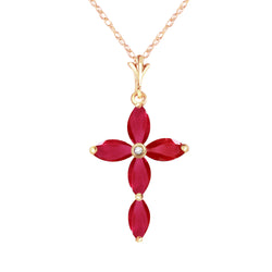 1.1 Carat 14K Solid Yellow Gold Necklace Natural Diamond Ruby