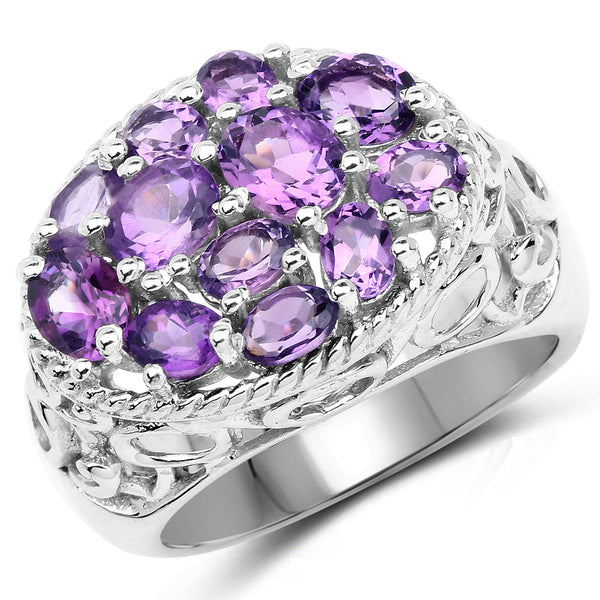 2.64 Carat Genuine Amethyst .925 Sterling Silver Ring