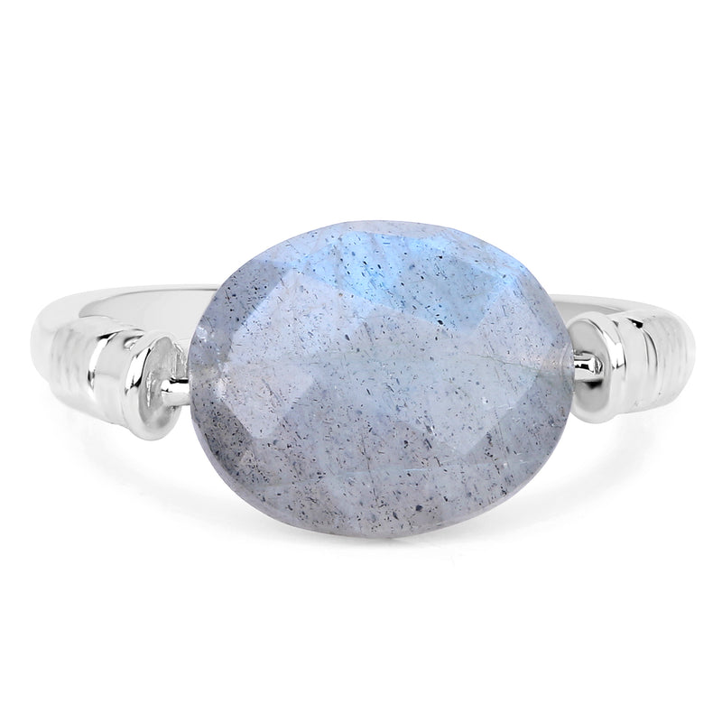 4.05 Carat Genuine Labradorite .925 Sterling Silver Ring