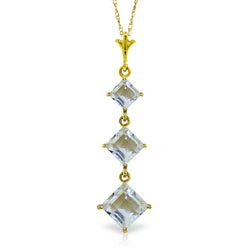 2.4 Carat 14K Solid Yellow Gold Love Lock Aquamarine Necklace