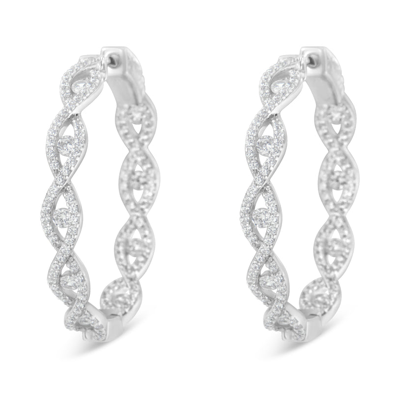 10K White Gold Diamond Hoop Earrings (1 1/2 cttw, H-I Color, I1-I2 Clarity)