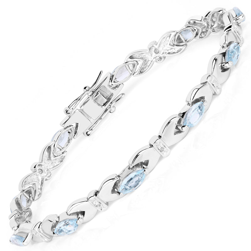 6.20 Carat Genuine Blue Topaz .925 Sterling Silver Bracelet