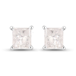 1.04 Carat Genuine White Diamond 14K White Gold Earrings