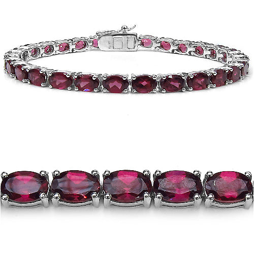 15.12 Carat Genuine Rhodolite .925 Sterling Silver Bracelet