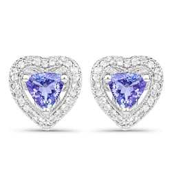 1.18 Carat Genuine Tanzanite & White Topaz .925 Sterling Silver Earrings