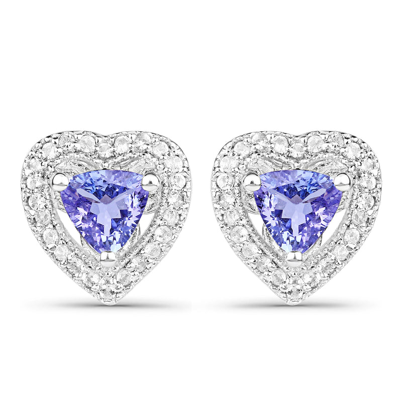 1.18 Carat Genuine Tanzanite & White Topaz .925 Sterling Silver Earrings