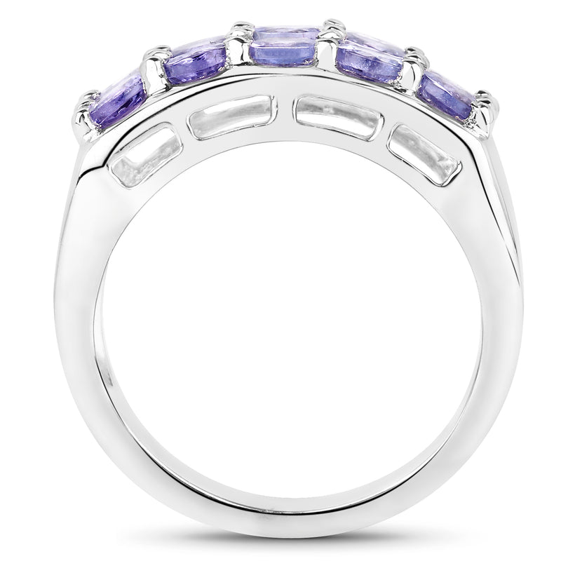 1.90 Carat Genuine Tanzanite .925 Sterling Silver Ring