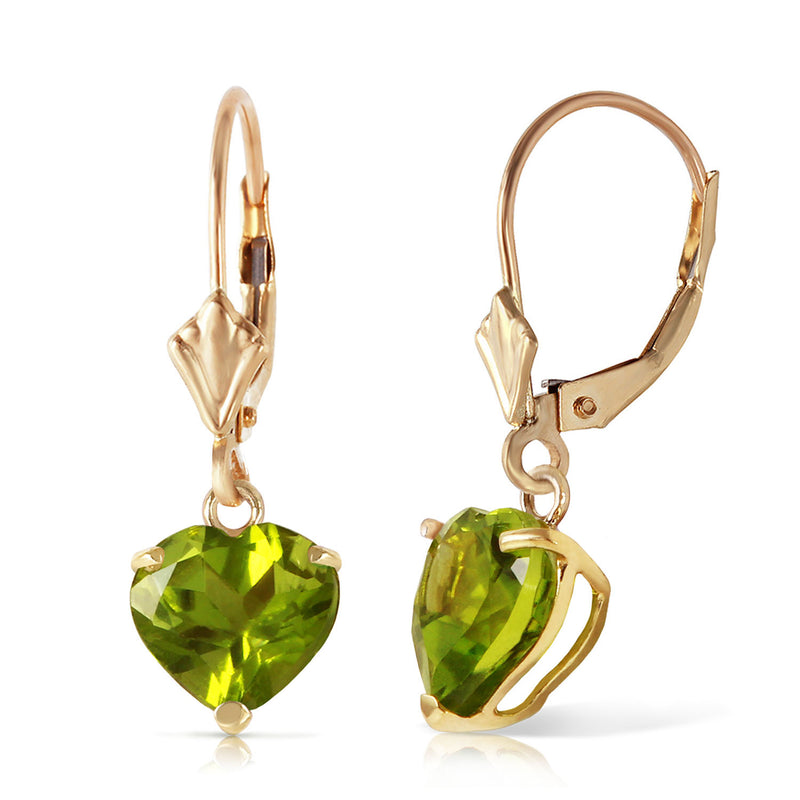 3.25 Carat 14K Solid Yellow Gold Leverback Earrings Natural Peridot