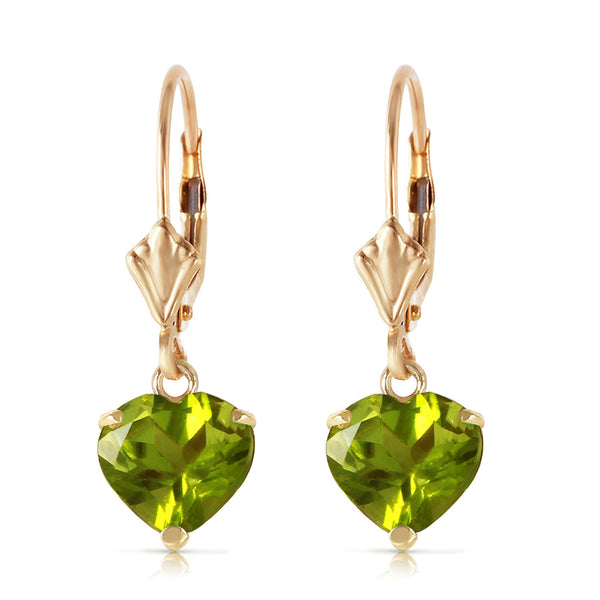 3.25 Carat 14K Solid Yellow Gold Leverback Earrings Natural Peridot