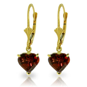 3.05 Carat 14K Solid Yellow Gold Cupid Garnet Earrings