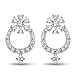 0.48 Carat Genuine White Diamond 14K White Gold Earrings (G-H Color, SI1-SI2 Clarity)