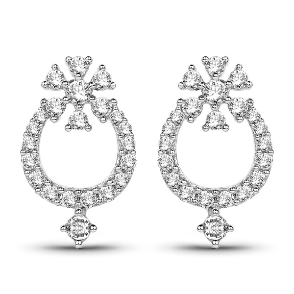 0.48 Carat Genuine White Diamond 14K White Gold Earrings (G-H Color, SI1-SI2 Clarity)