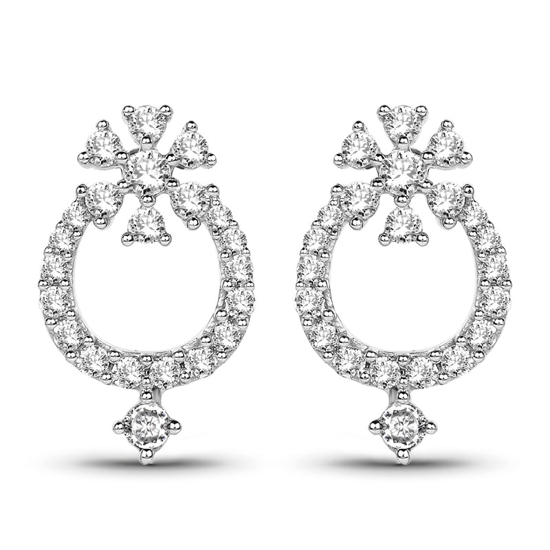 0.48 Carat Genuine White Diamond 14K White Gold Earrings (G-H Color, SI1-SI2 Clarity)