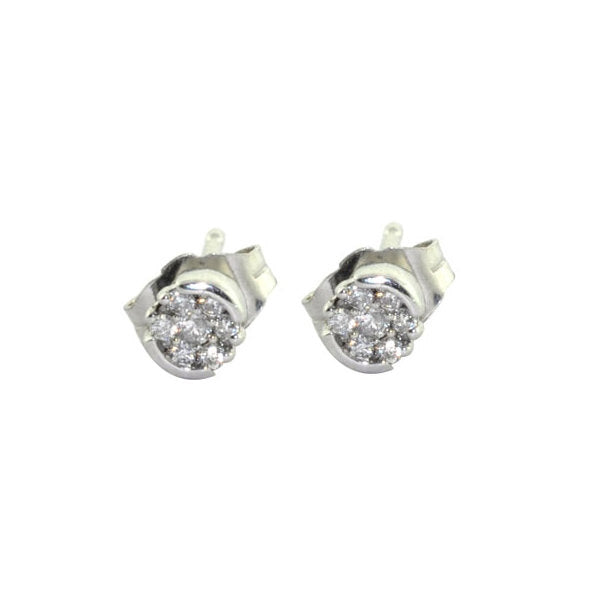 Pave Diamond 14k Solid White Gold Stud Earrings Jewelry Gift For Girls