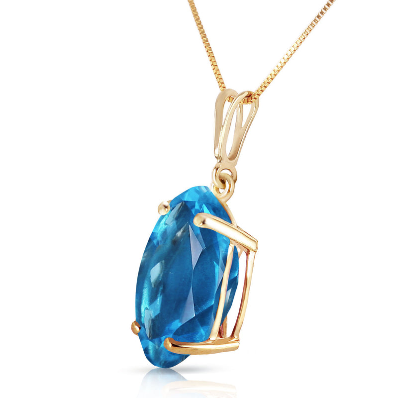 8 Carat 14K Solid Yellow Gold Necklace Oval Blue Topaz