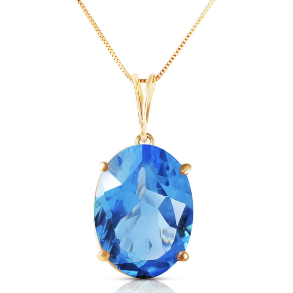 8 Carat 14K Solid Yellow Gold Necklace Oval Blue Topaz