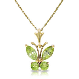 0.6 Carat 14K Solid Yellow Gold Butterfly Necklace Peridot