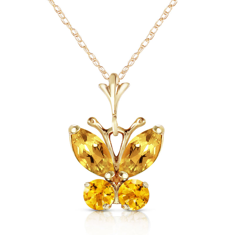 0.6 Carat 14K Solid Yellow Gold Butterfly Necklace Citrine