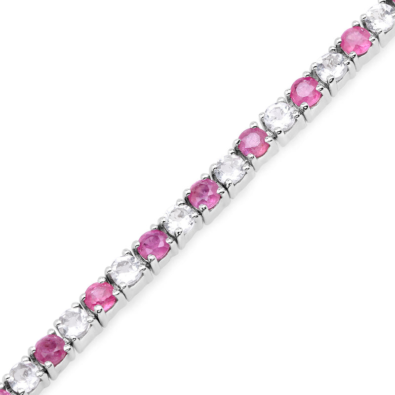 7.15 ct. t.w. Ruby and White Topaz Bracelet in Sterling Silver