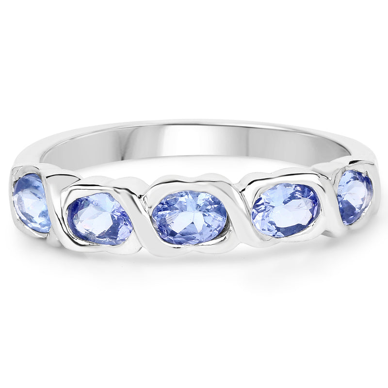 0.85 Carat Genuine Tanzanite .925 Sterling Silver Ring