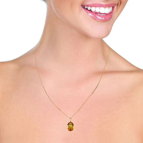 6 Carat 14K Solid Yellow Gold Necklace Oval Citrine