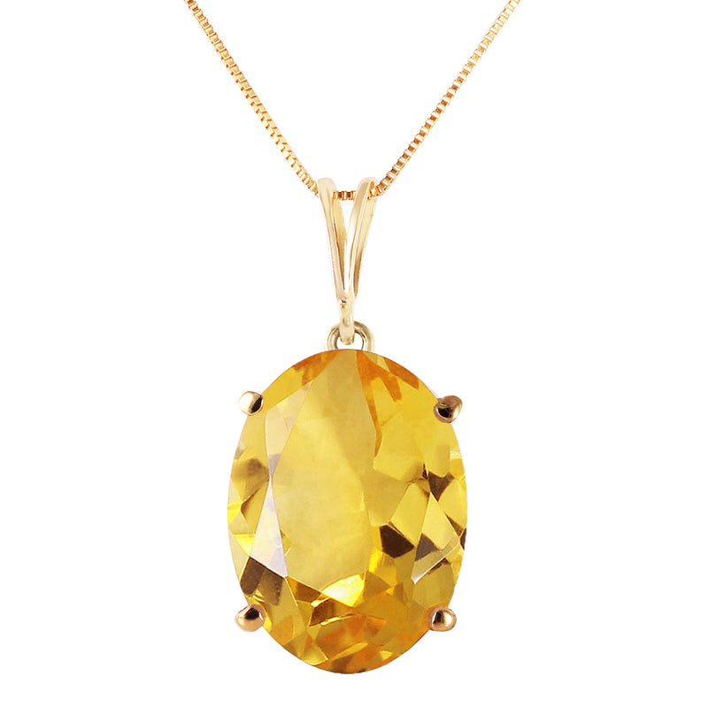 6 Carat 14K Solid Yellow Gold Necklace Oval Citrine