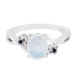 Natural Moonstone Band Ring 925 Silver Spinel Jewelry
