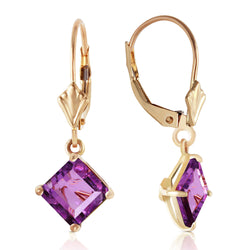 3.2 Carat 14K Solid Yellow Gold Excellence Amethyst Earrings