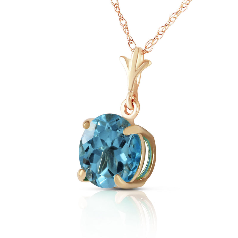 1.15 Carat 14K Solid Yellow Gold Life Is Here Blue Topaz Necklace