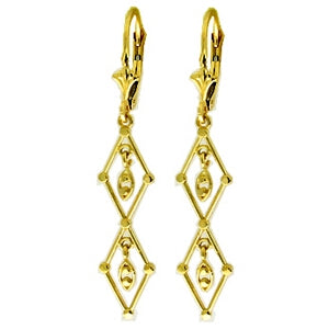 14K Solid Yellow Gold Luminous Chandelier Earrings