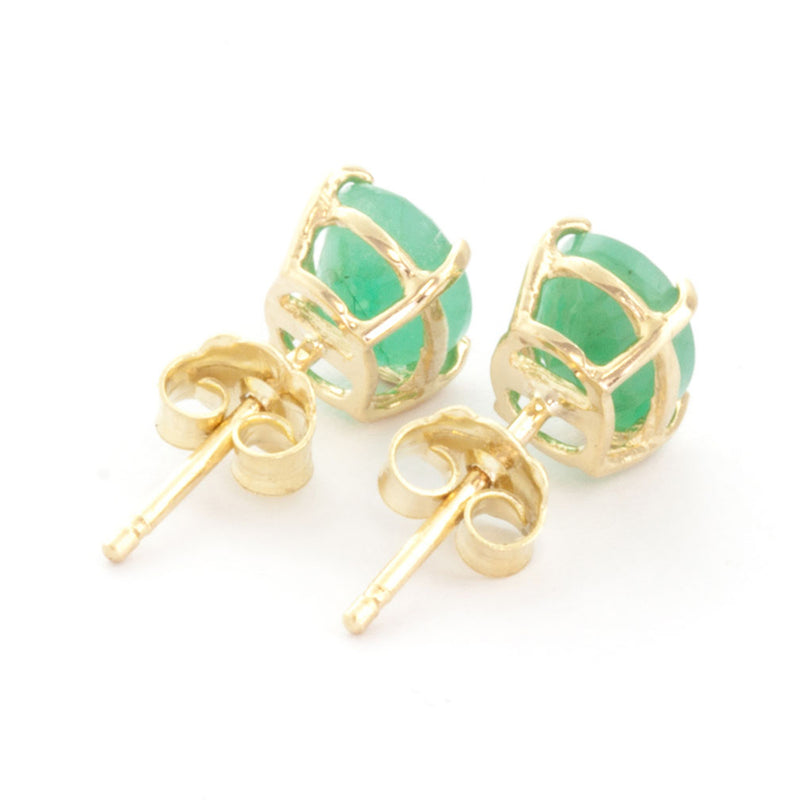 1.8 Carat 14K Solid Yellow Gold Stud Earrings Natural Emerald