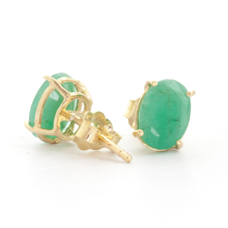 1.8 Carat 14K Solid Yellow Gold Stud Earrings Natural Emerald