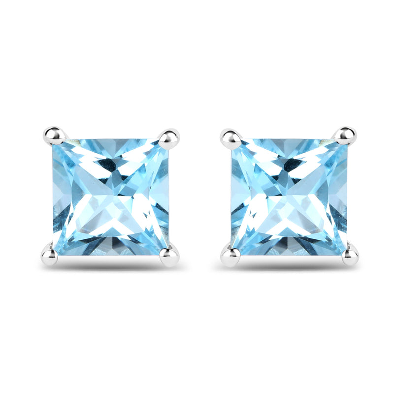 6.00 Carat Genuine Blue Topaz .925 Sterling Silver Earrings