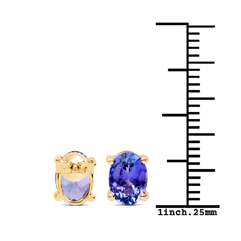 1.80 Carat Genuine Tanzanite 14K Yellow Gold Earrings