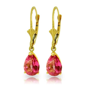 2.85 Carat 14K Solid Yellow Gold Garden Party Pink Topaz Earrings