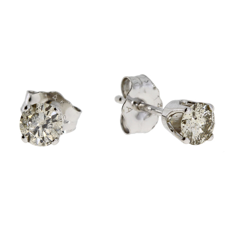 Genuine .50ct Diamond Stud Earrings 14KT White Gold