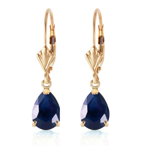 3 Carat 14K Solid Yellow Gold Leverback Earrings Sapphire