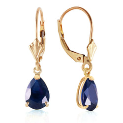 3 Carat 14K Solid Yellow Gold Leverback Earrings Sapphire