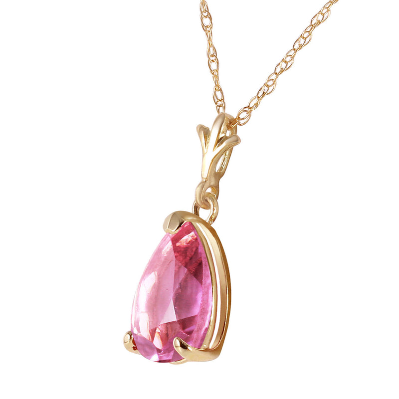 1.5 Carat 14K Solid Yellow Gold Chanting Love Pink Topaz Necklace