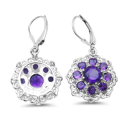 5.10 Carat Genuine Amethyst .925 Sterling Silver Earrings