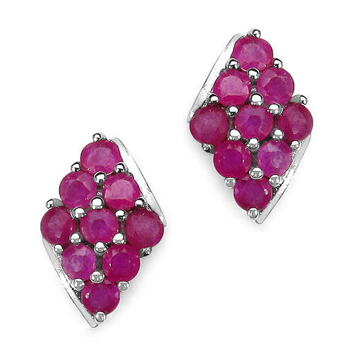 2.10 Carat Genuine Ruby Sterling Silver Earrings