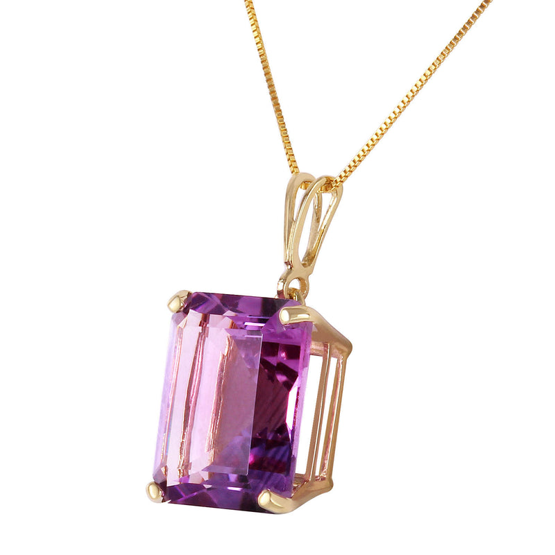 6.5 Carat 14K Solid Yellow Gold Necklace Octagon Purple Amethyst